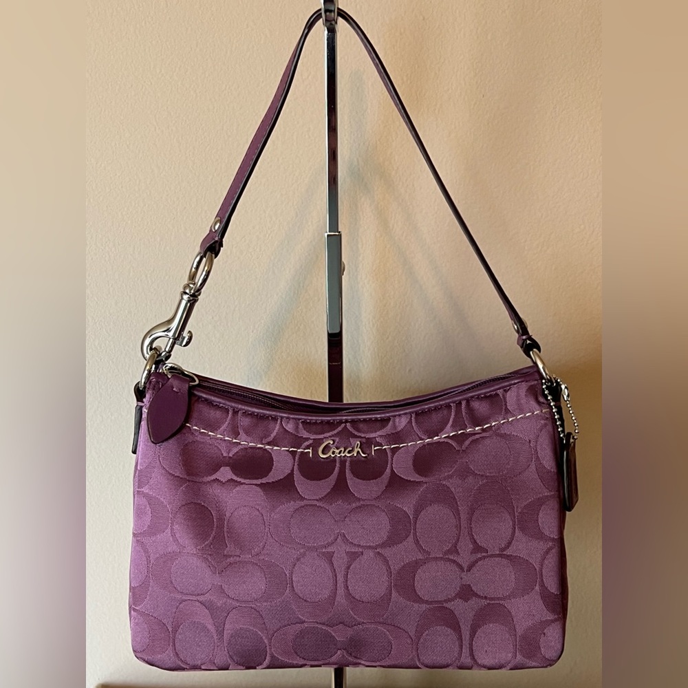 COACH Signature Mini Shoulder Bag/Wristlet Purple - EUC